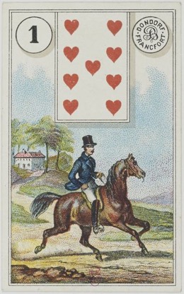 Lenormand-Karte 1 Reiter, historisches Dondorf-Deck