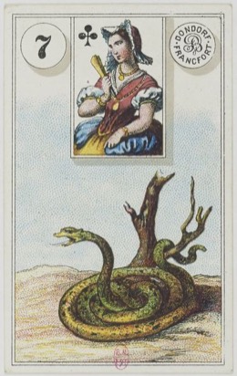 Lenormand-Karte 7 Schlange, historisches Dondorf-Deck