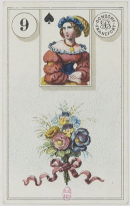 Lenormand-Karte 9 Blumen, historisches Dondorf-Deck