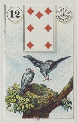 Lenormand-Karte 12 Vögel, historisches Dondorf-Deck