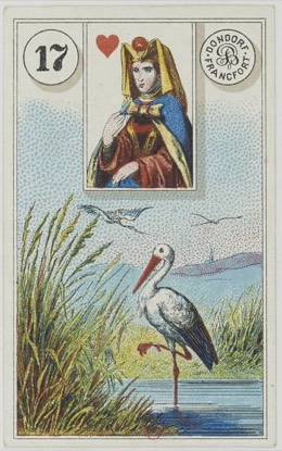 Lenormand-Karte 17 Störche, historisches Dondorf-Deck