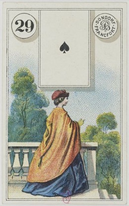 Lenormand-Karte 29 Dame, historisches Dondorf-Deck