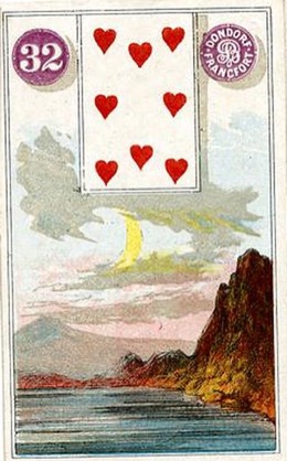 Lenormand-Karte 32 Mond, historisches Dondorf-Deck